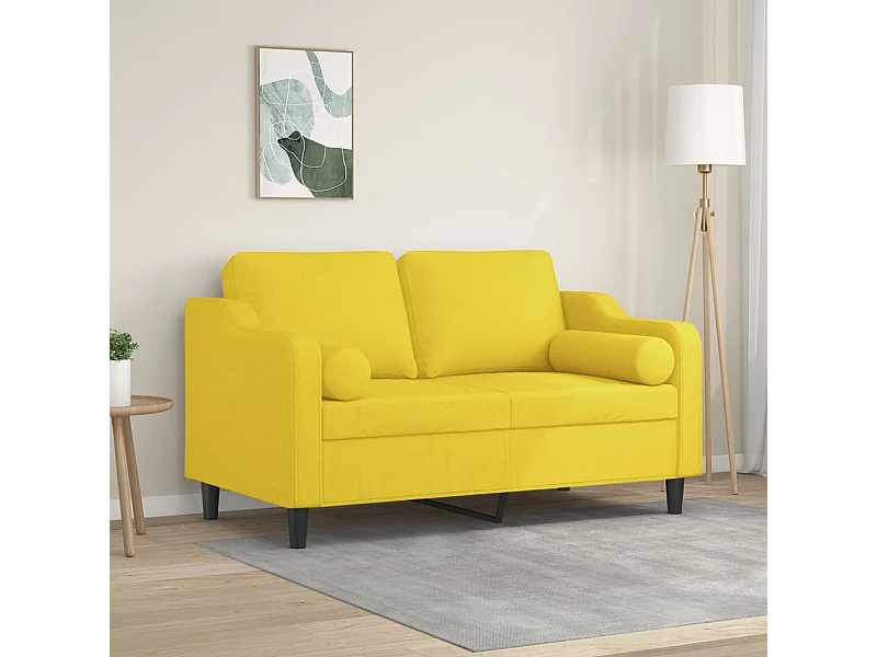 Canapé 2 places avec oreillers jaune clair 120 cm tissu FR960208
