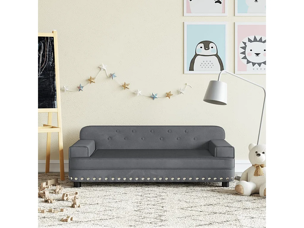 Canapé pour enfants gris foncé 90x53x30 cm velours FR897535