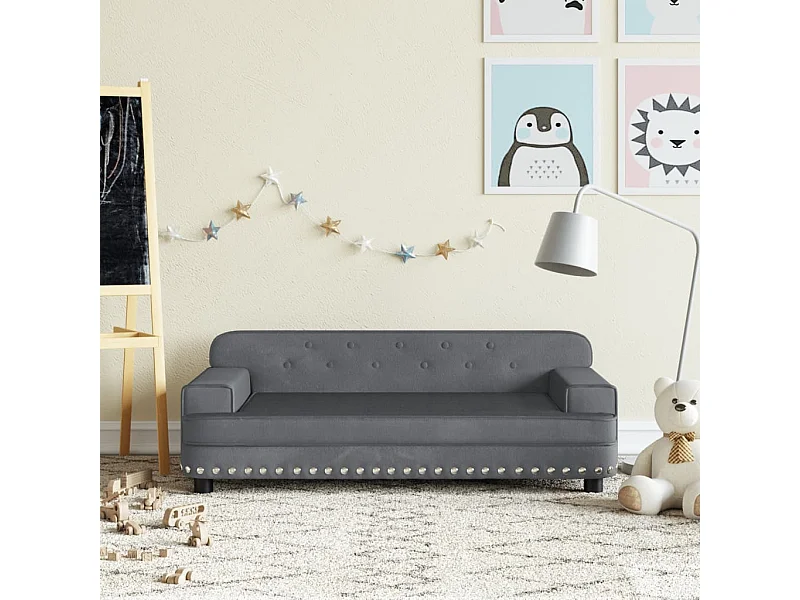 Canapé pour enfants gris foncé 90x53x30 cm velours FR897535