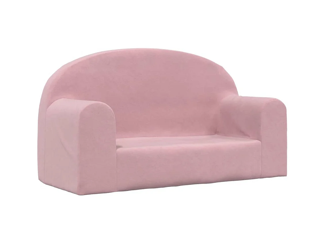 Sofá infantil de 2 lugares pelúcia macia rosa PT994949