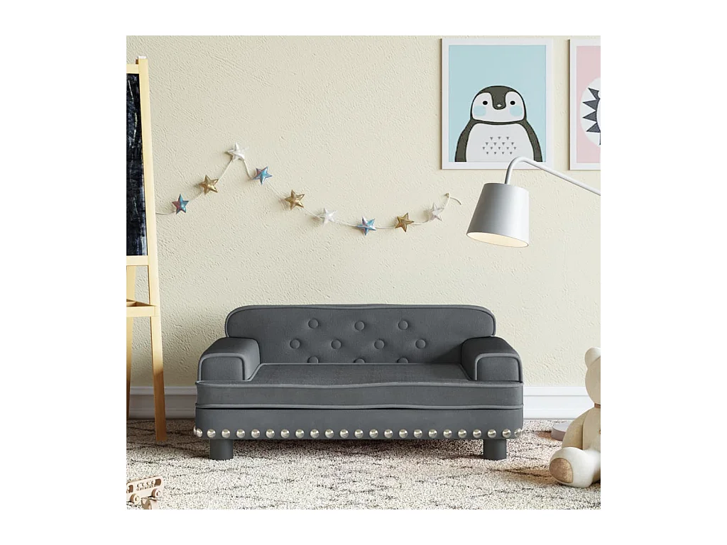 Canapé pour enfants gris foncé 70x45x30 cm velours FR976988