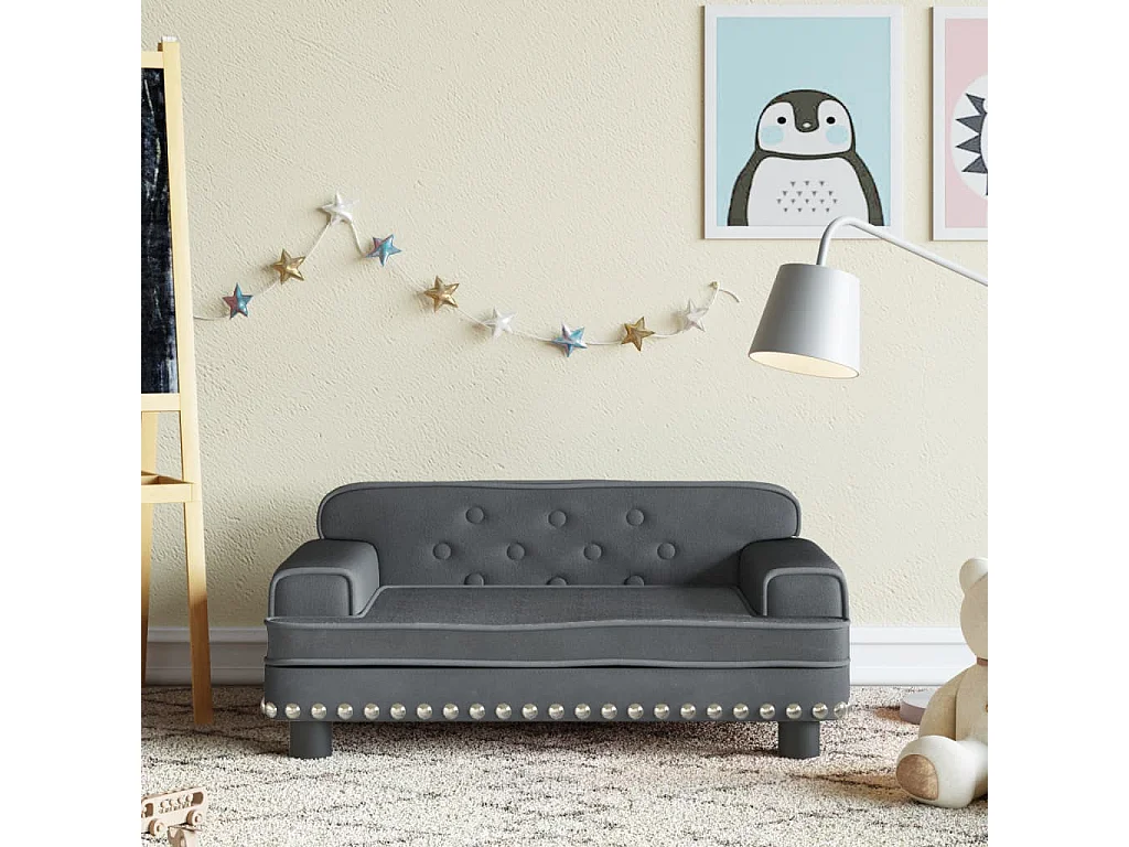 Canapé pour enfants gris foncé 70x45x30 cm velours FR976988