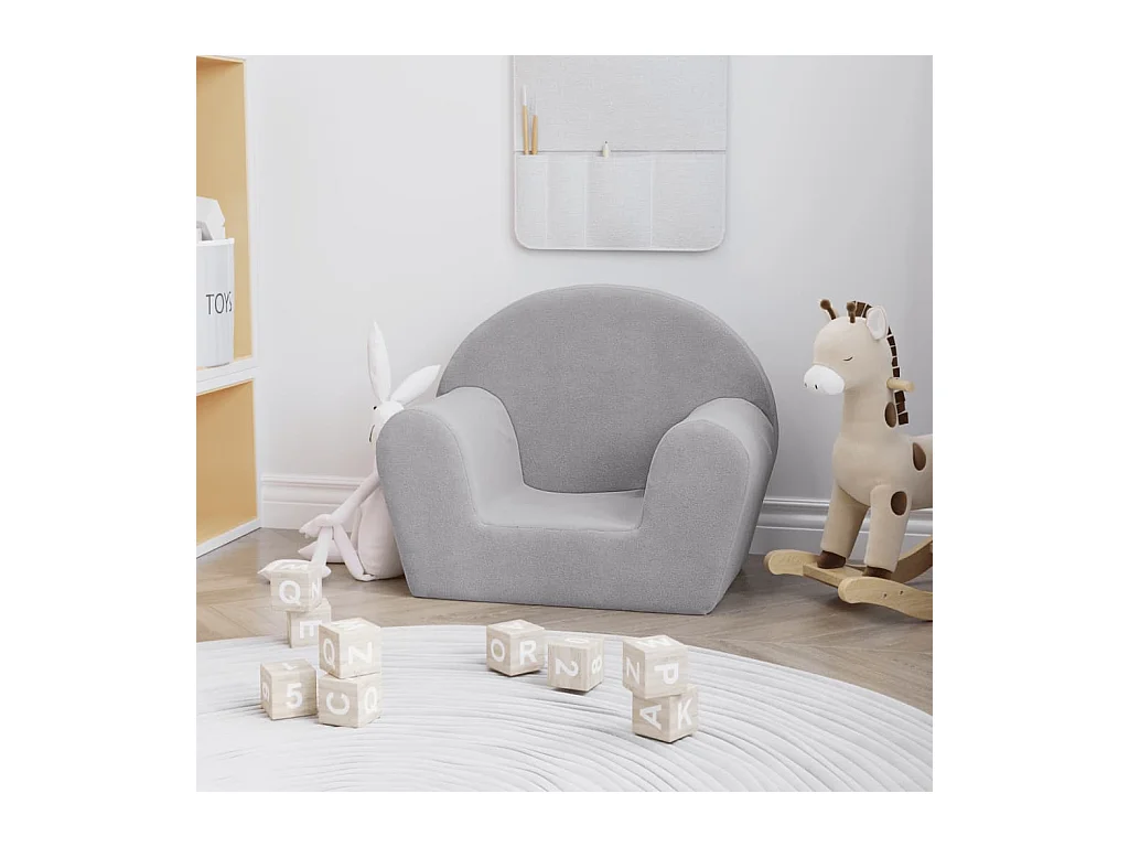 Canapé pour enfants gris clair peluche douce FR134933