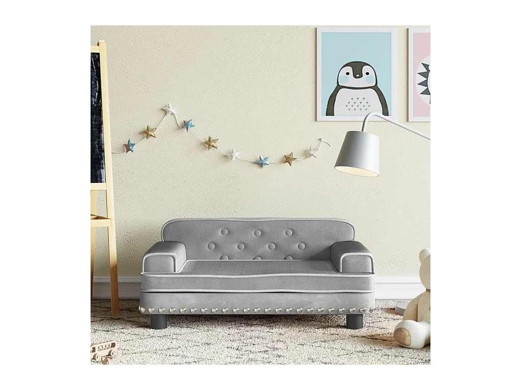 Canapé pour enfants gris clair 70x45x30 cm velours FR275787