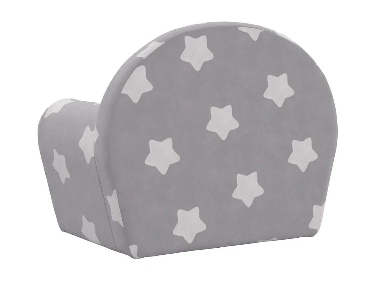 Canapé pour enfants gris clair avec étoiles peluche douce FR840029