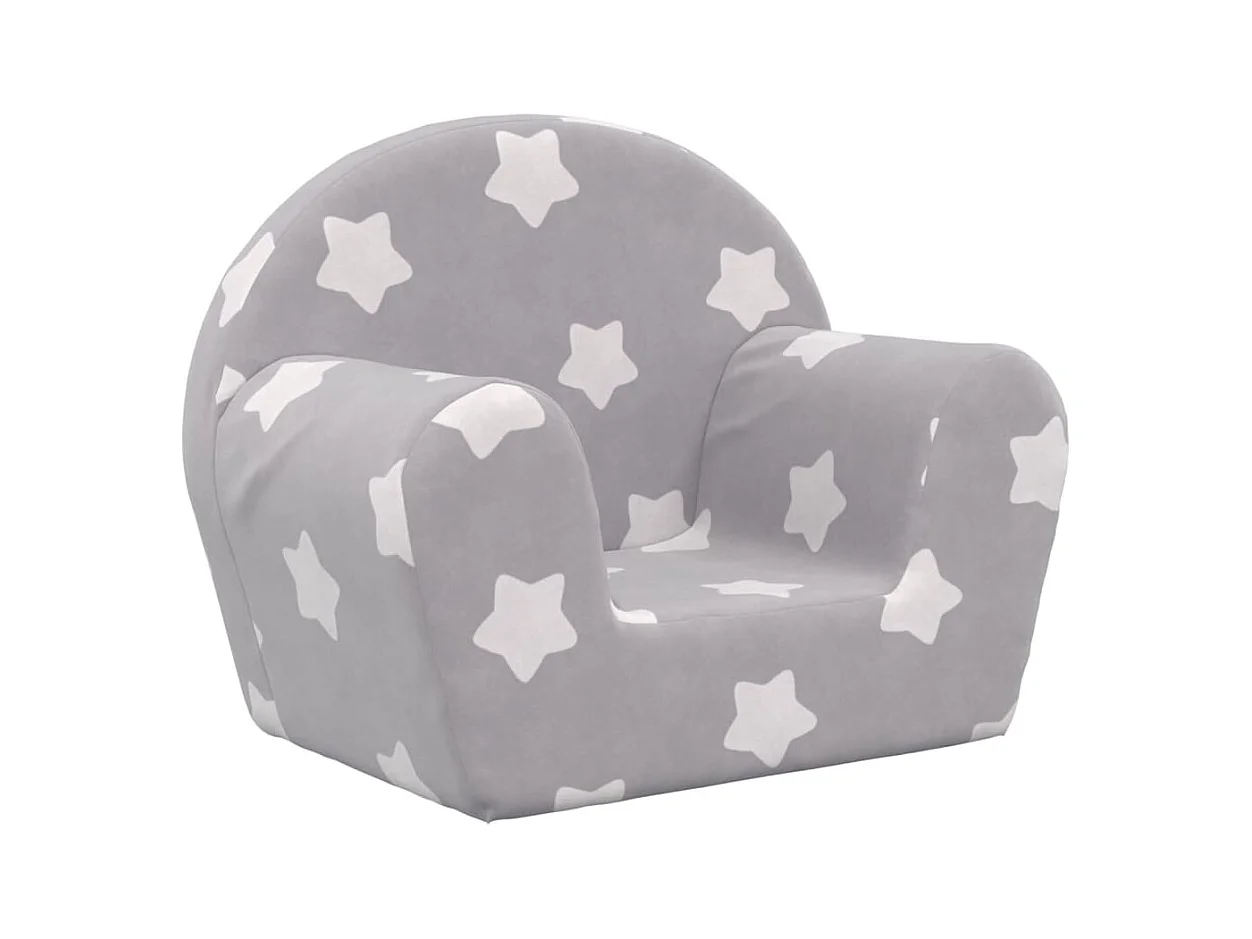 Sofá para niños felpa suave gris claro con estrellas ES227878