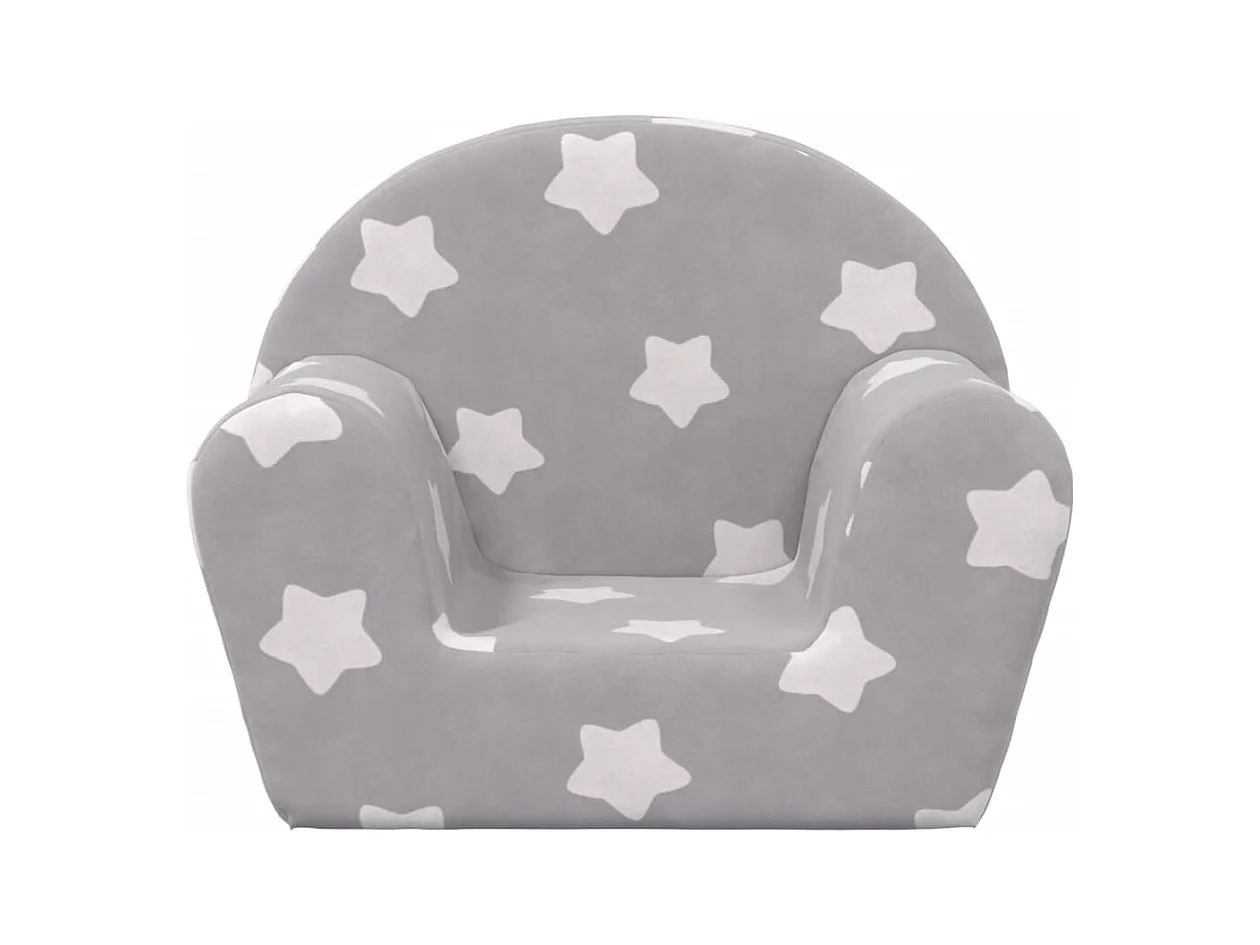 Sofá para niños felpa suave gris claro con estrellas ES227878