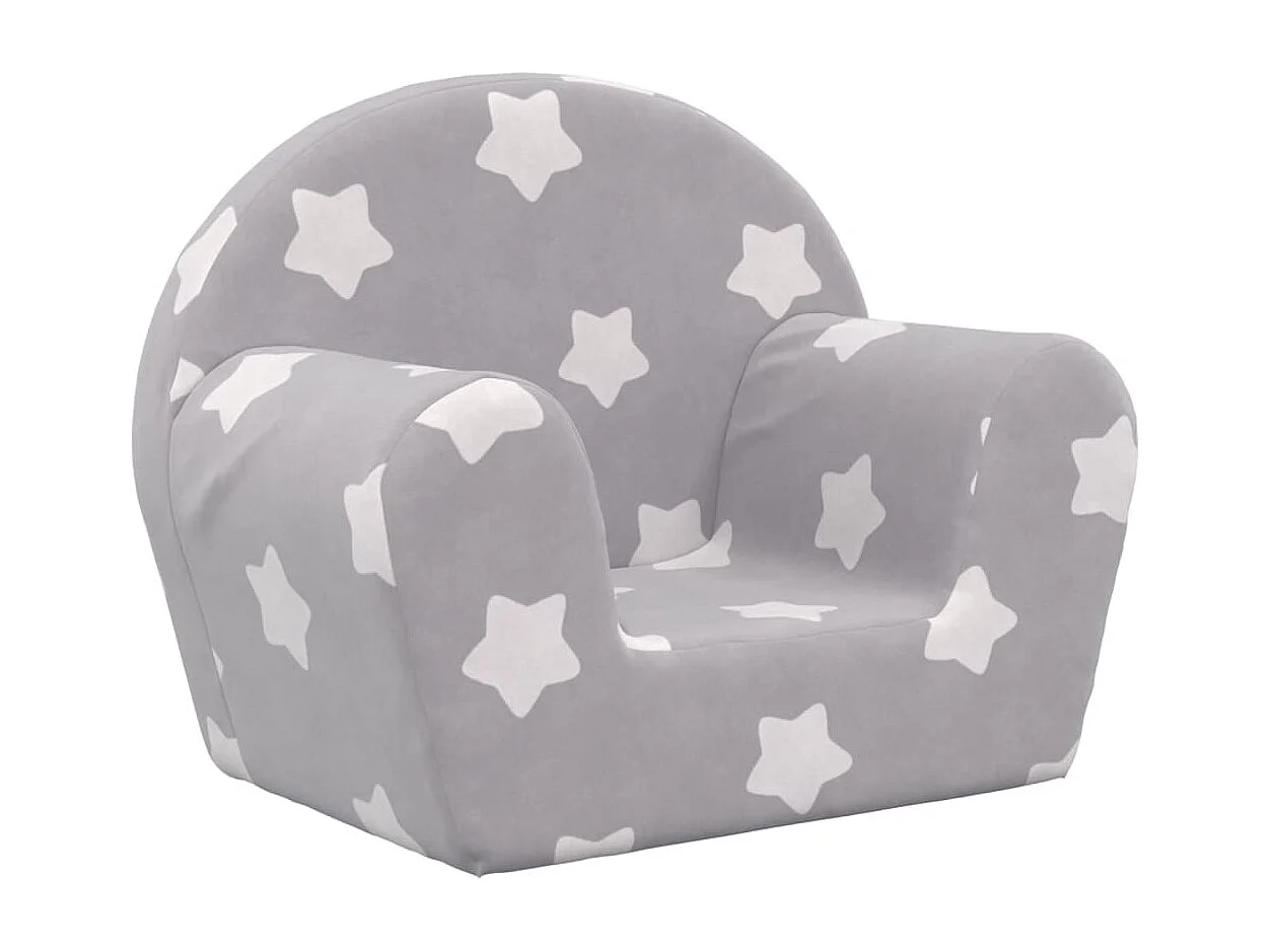 Sofá infantil c/ estrelas pelúcia macia cinzento-claro PT715209