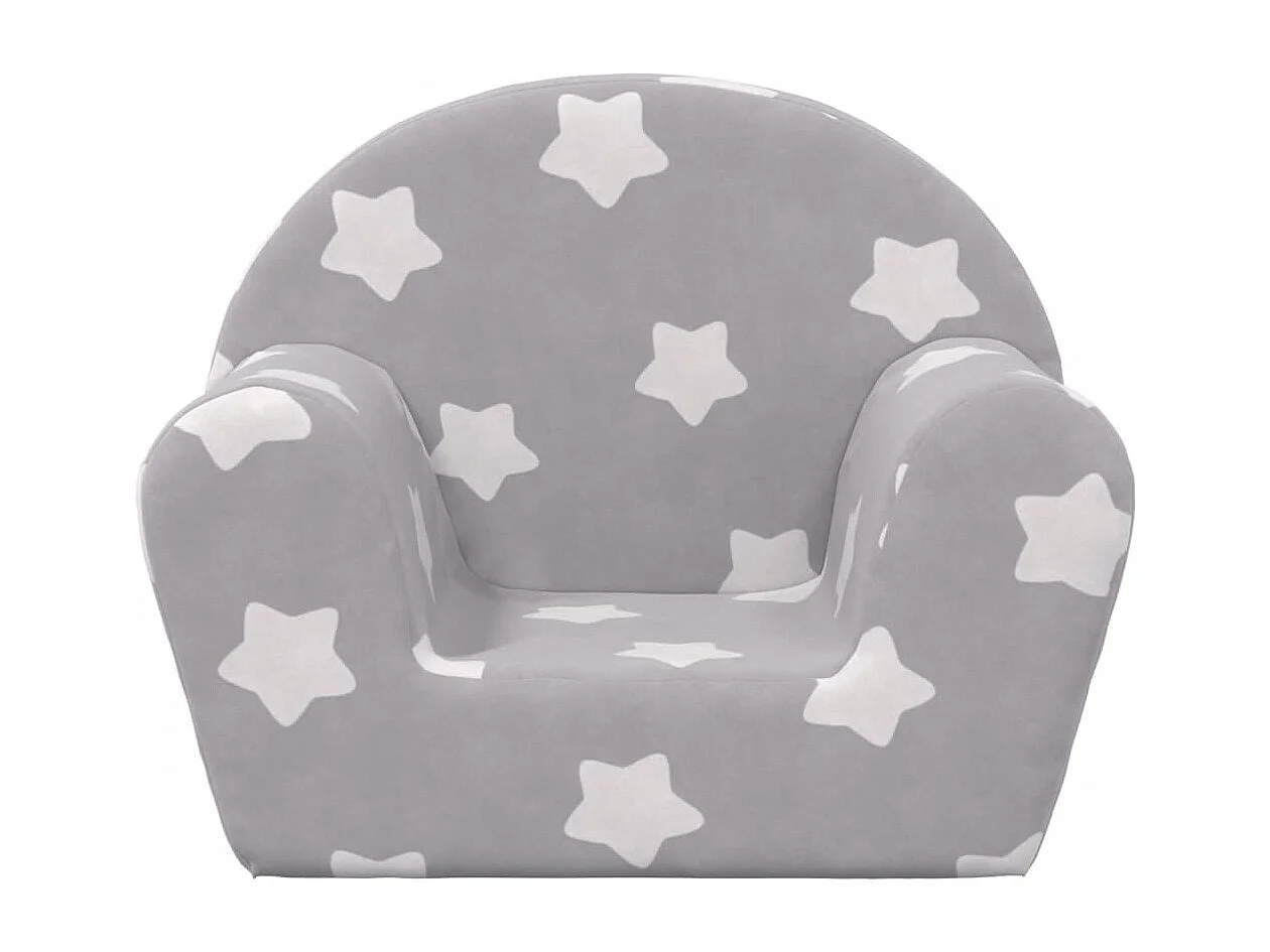 Sofá infantil c/ estrelas pelúcia macia cinzento-claro PT715209