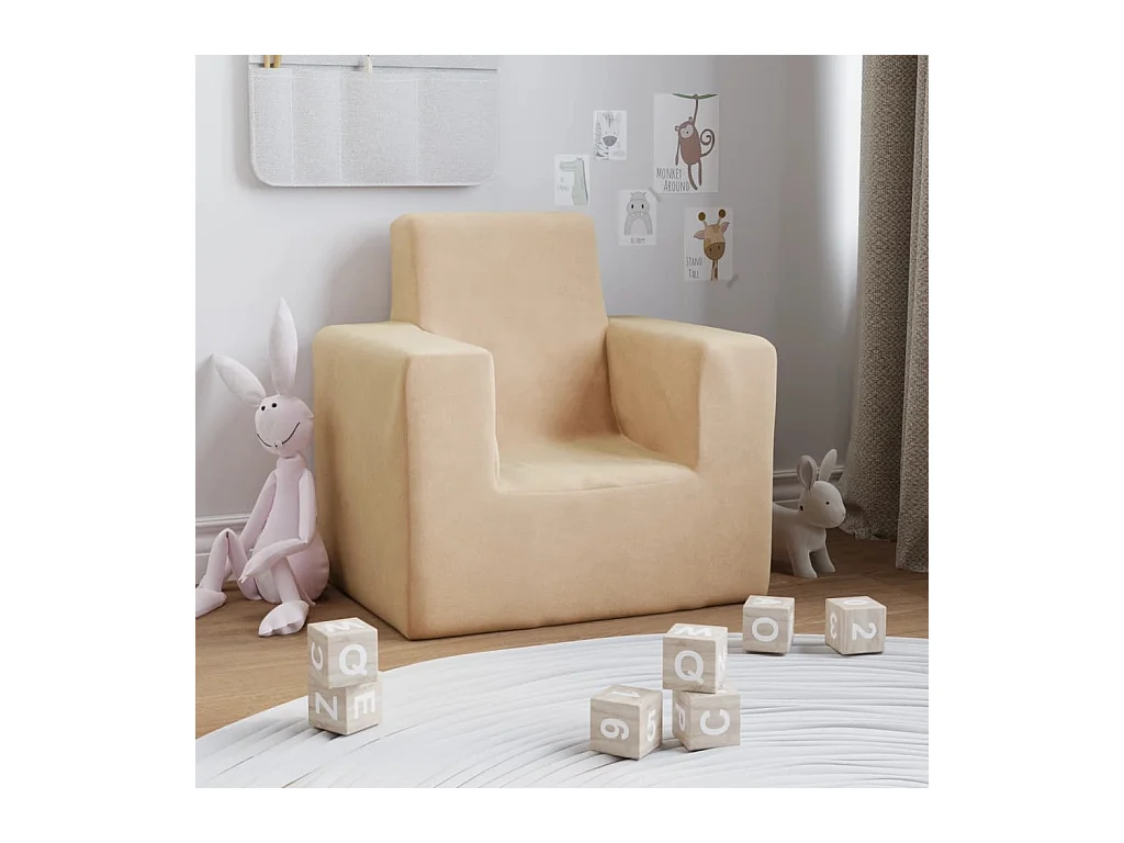 Sofá infantil pelúcia macia cor creme PT241682
