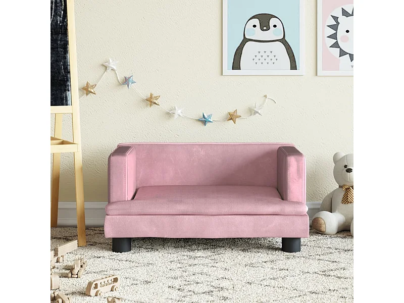 Canapé pour enfants rose 60x40x30 cm velours FR899624