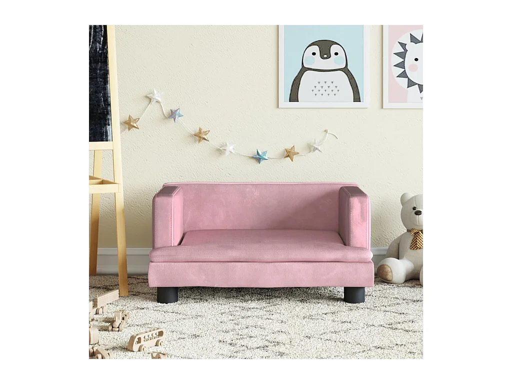 Canapé pour enfants rose 60x40x30 cm velours FR899624