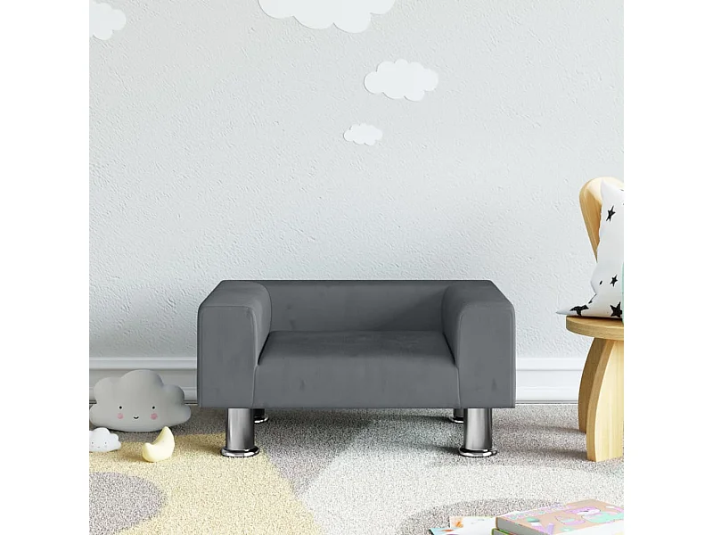 Sofá para niños de terciopelo gris oscuro 50x40x26,5 cm ES749461