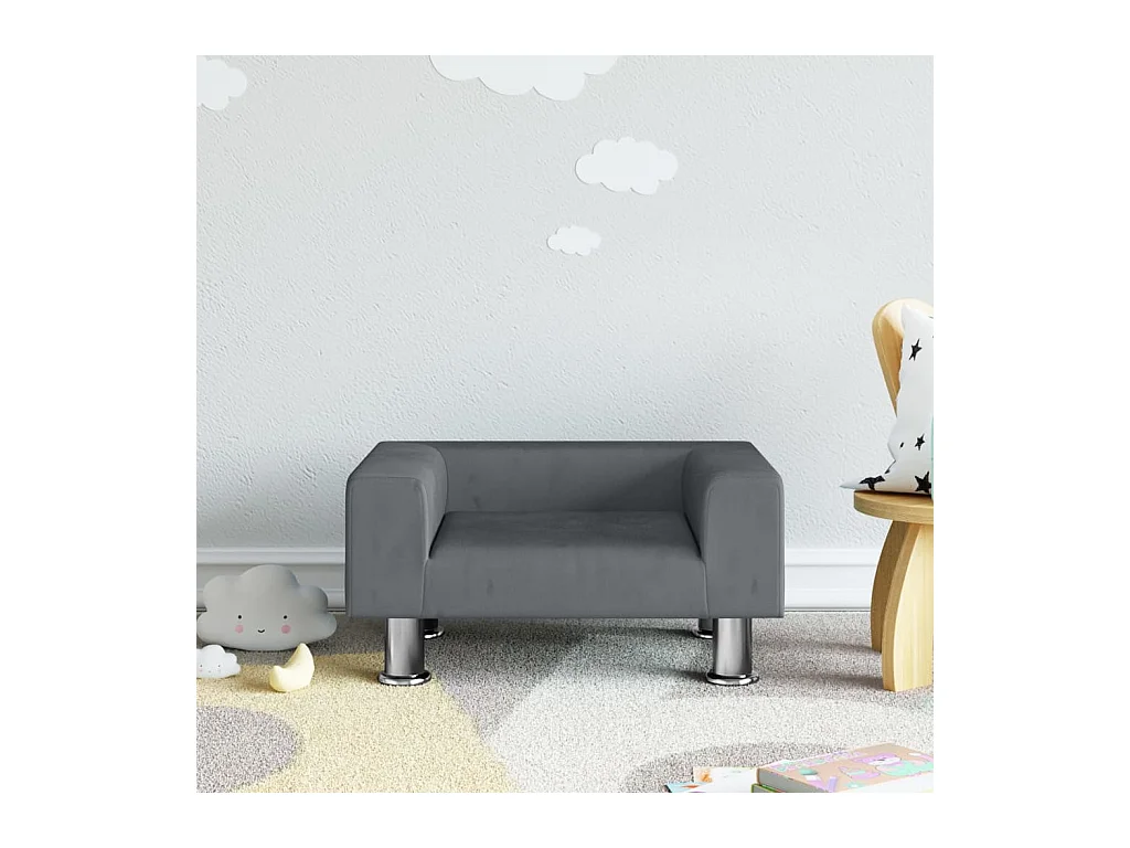 Canapé pour enfants gris foncé 50x40x26,5 cm velours FR393957