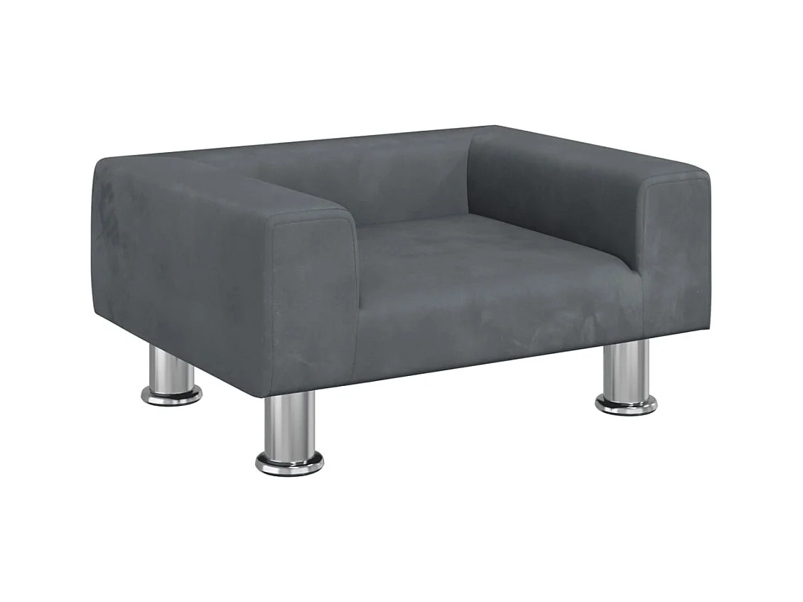 Sofá para niños de terciopelo gris oscuro 50x40x26,5 cm ES749461