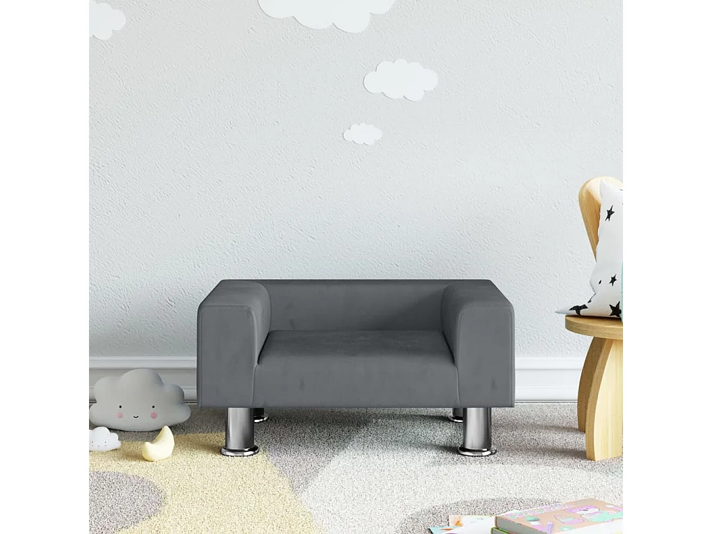 Canapé pour enfants gris foncé 50x40x26,5 cm velours FR393957