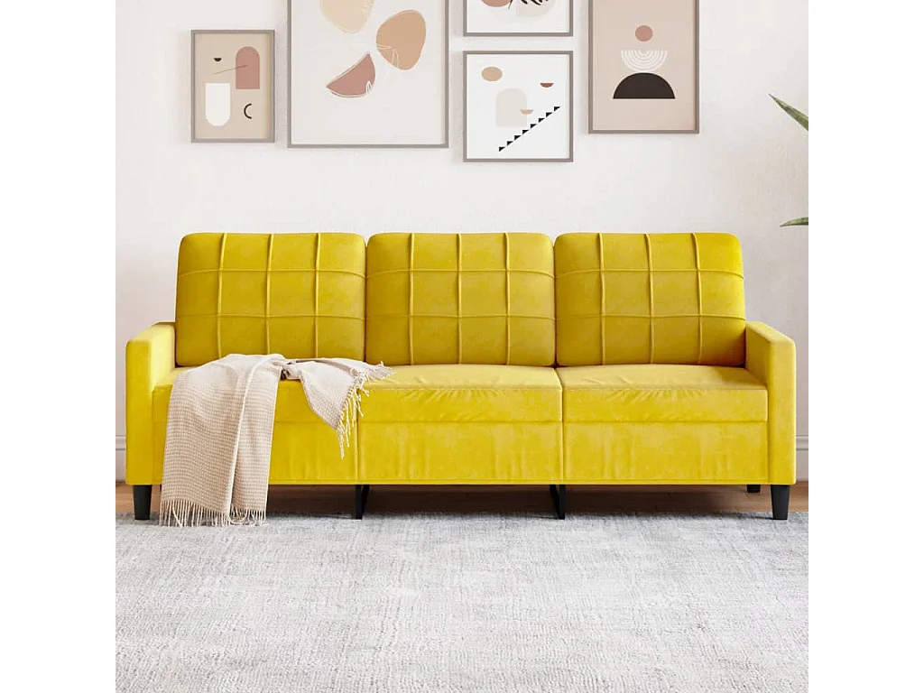 Sofá de 3 plazas terciopelo amarillo 180 cm ES322106