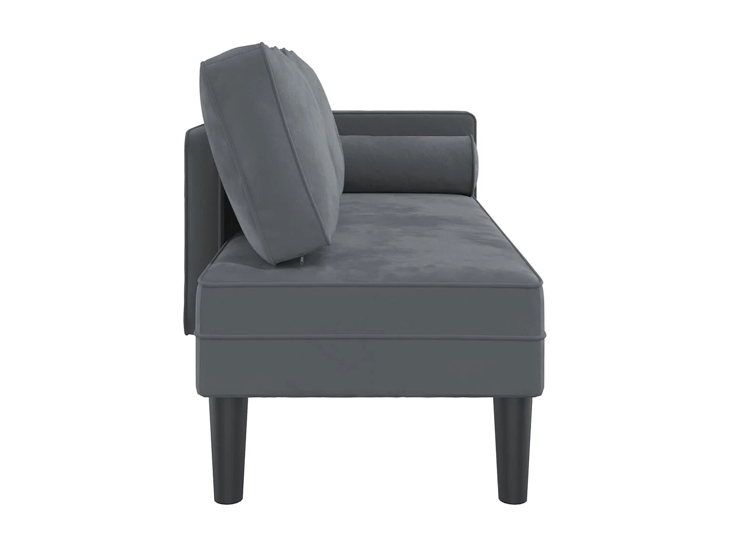 Chaise longue met kussens fluweel donkergrijs BE563079
