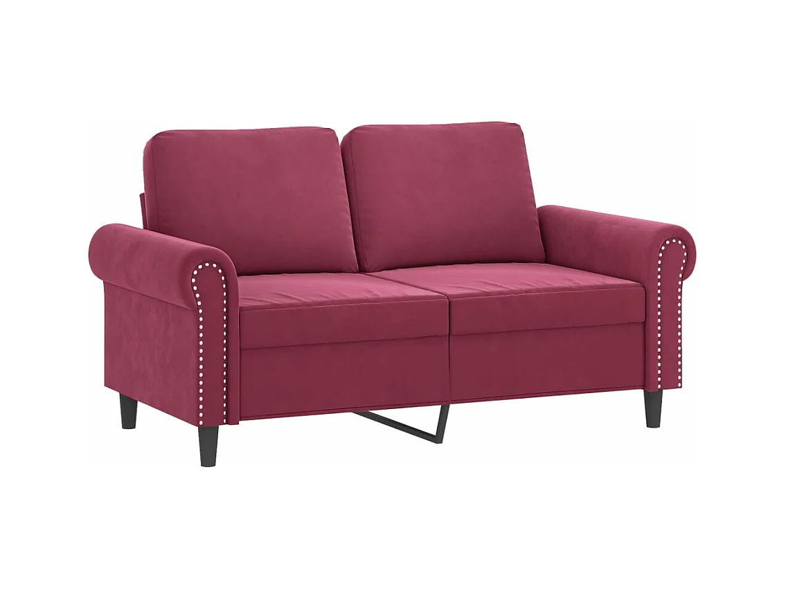 Canapé 2 places avec oreillers bordeaux 120 cm velours FR388939