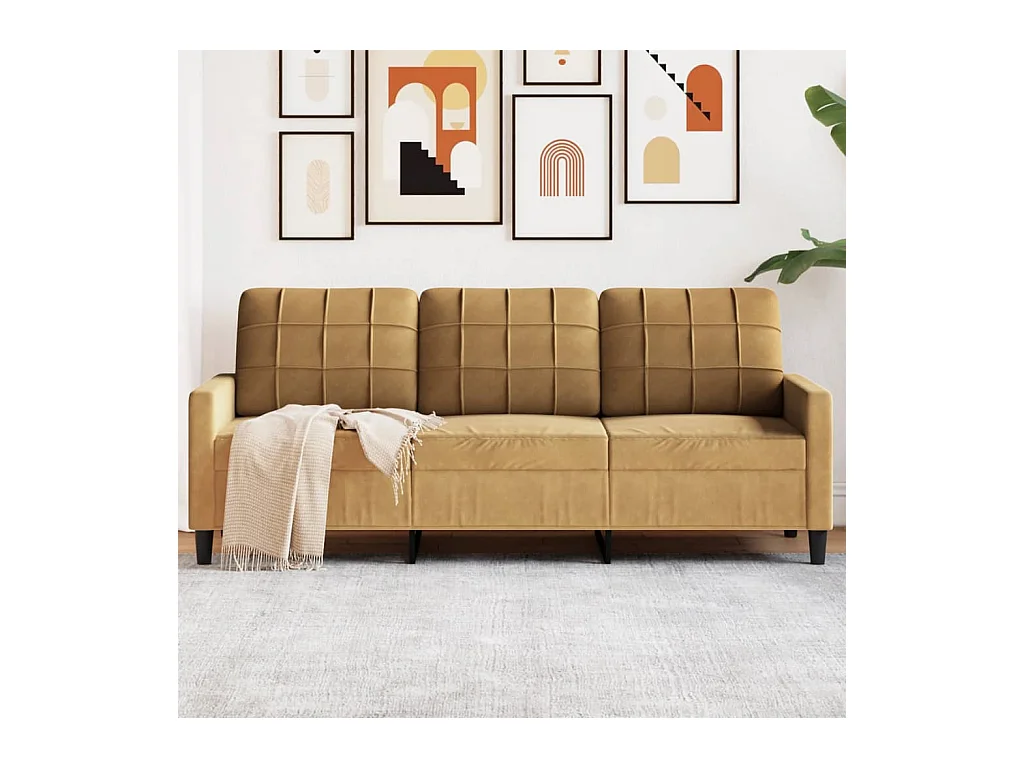 Driezitsbank 180 cm fluweel bruin BE454006