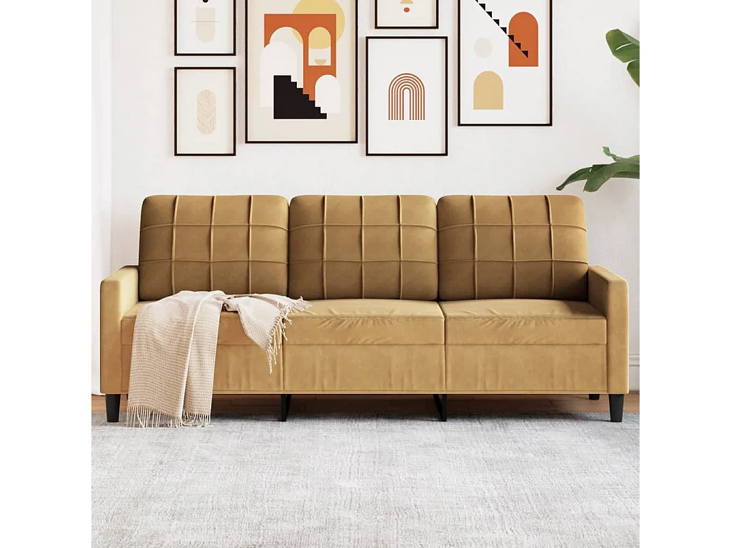 Canapé à 3 places Marron 180 cm Velours FR797502