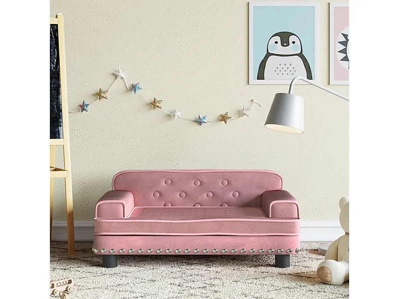 Kinderbank 70x45x30 cm fluweel roze BE843170