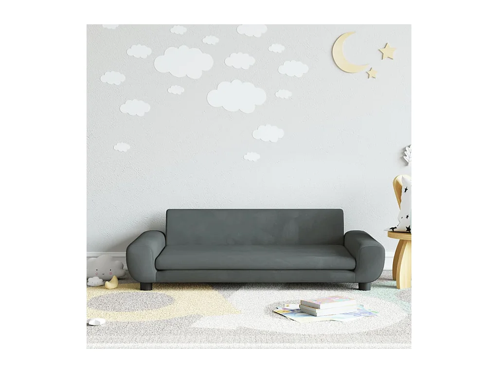 Canapé pour enfants gris foncé 100x54x33 cm velours FR945001