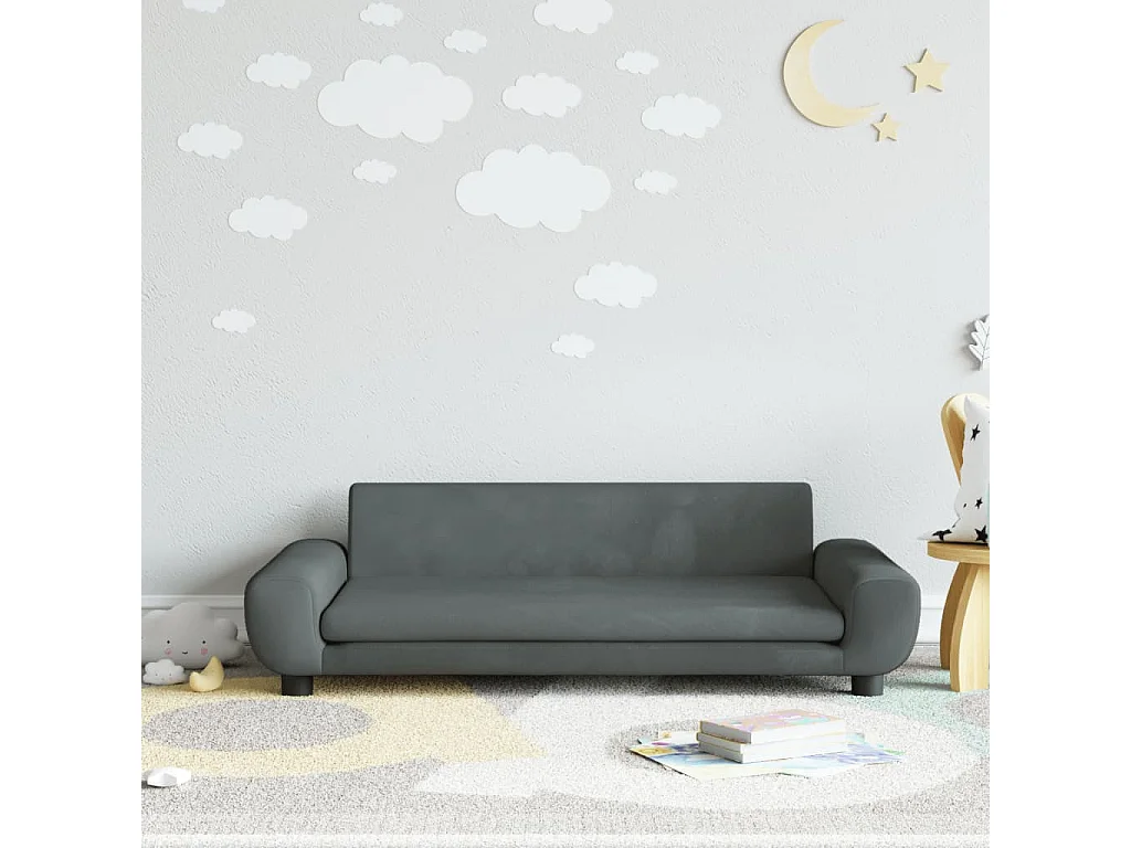 Kinderbank 100x54x33 cm fluweel donkergrijs BE466291