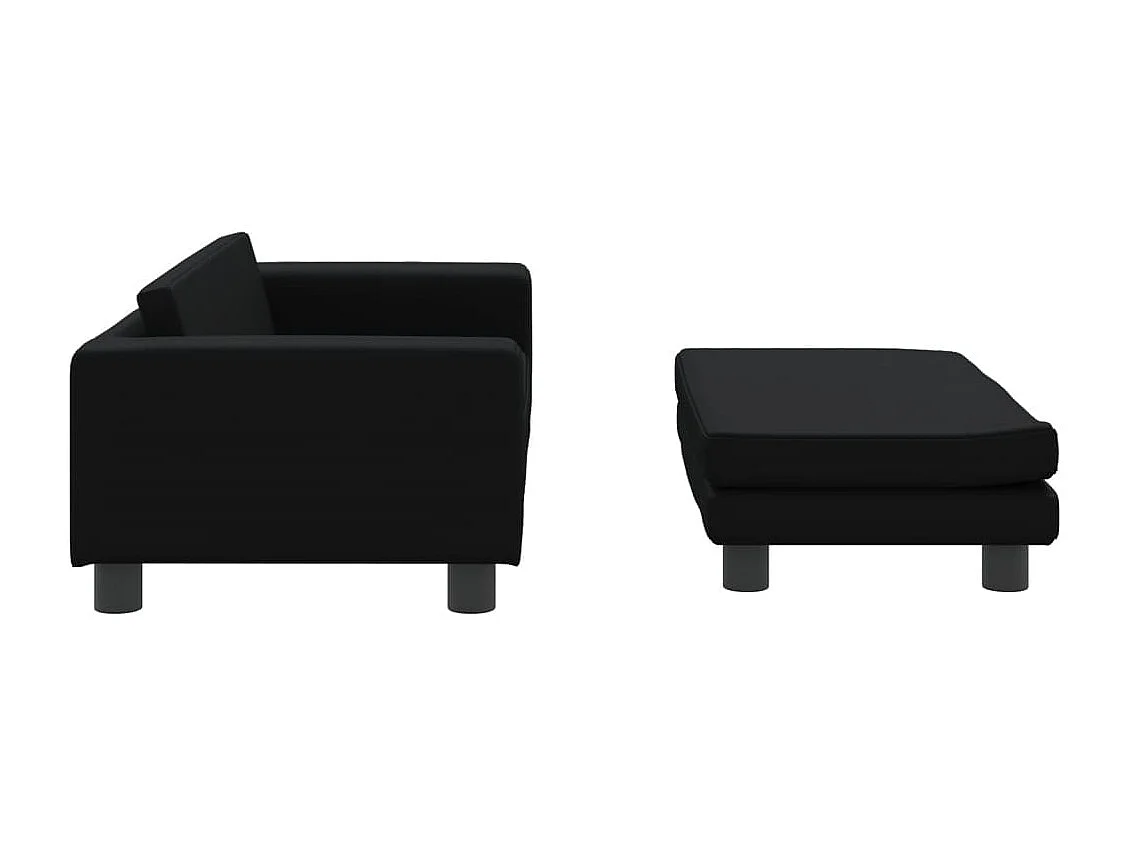 Canapé avec repose-pied pour enfants noir 100x50x30 cm FR341123