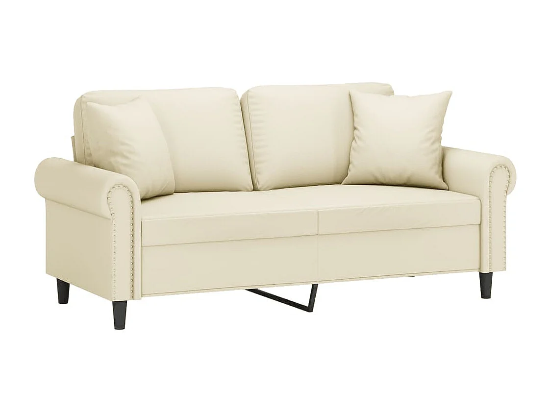 Canapé 2 places avec oreillers crème 140 cm similicuir FR822338
