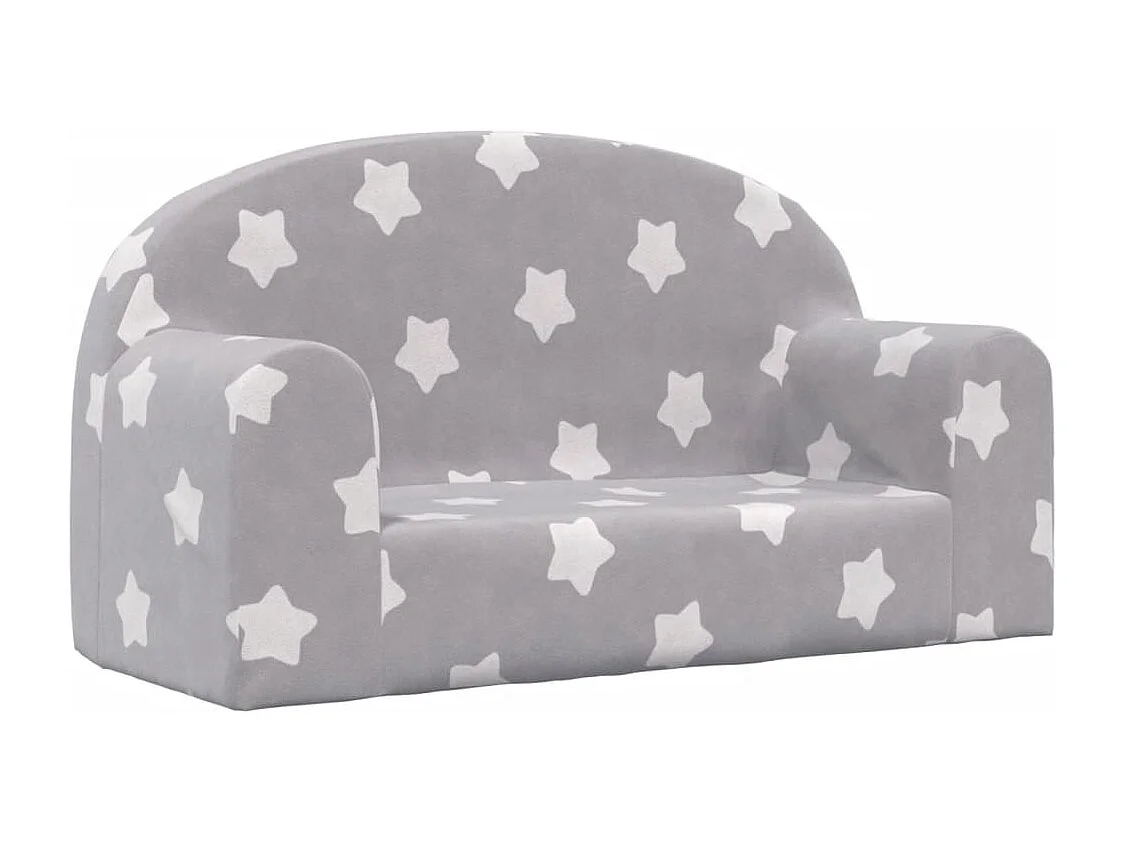 Sofá de niños de 2 plazas felpa suave gris claro con estrellas ES302938