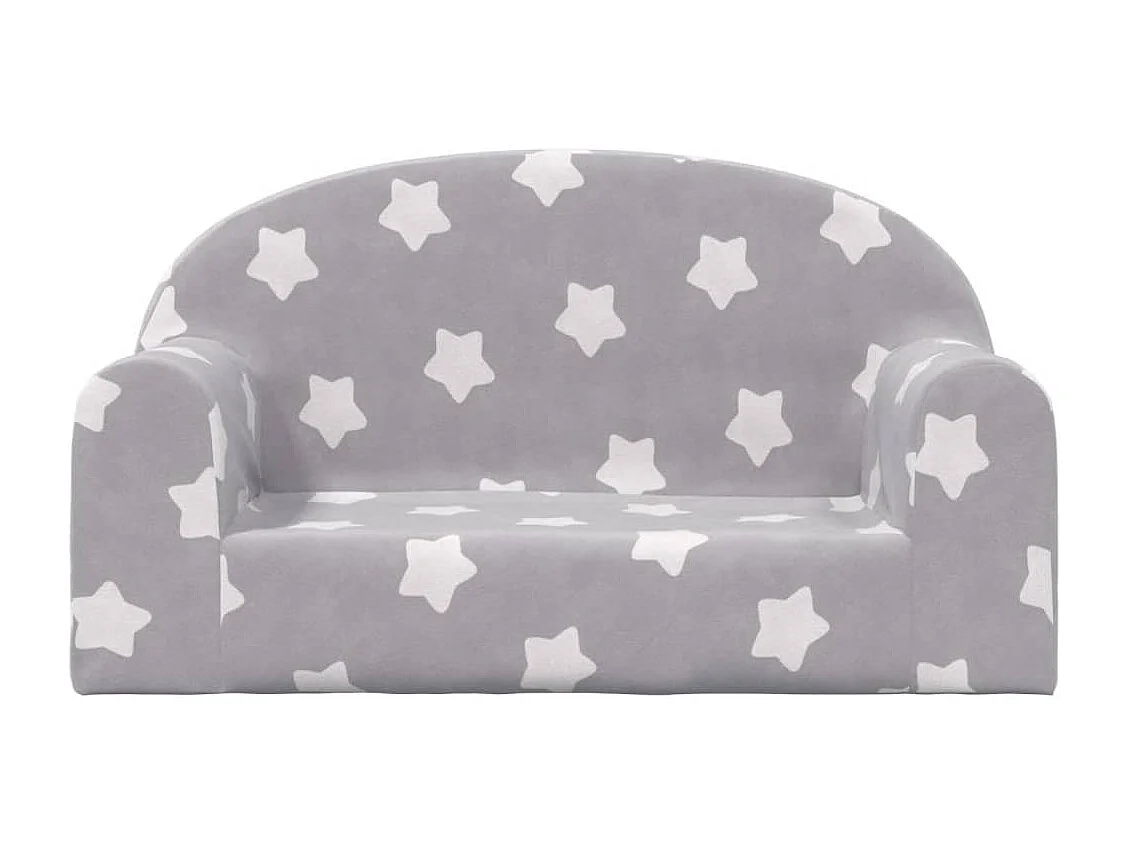 Sofá de niños de 2 plazas felpa suave gris claro con estrellas ES302938