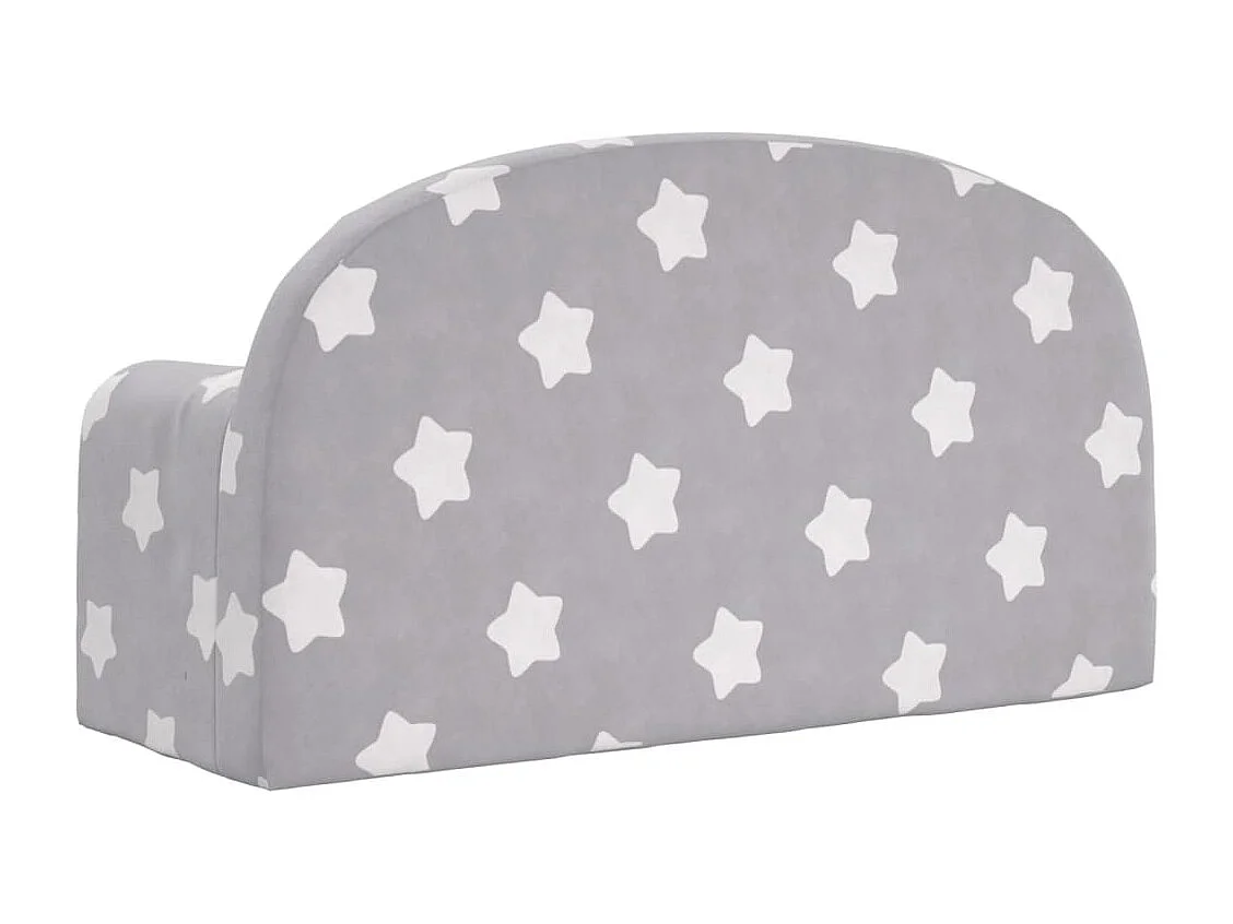 Sofá de niños de 2 plazas felpa suave gris claro con estrellas ES302938