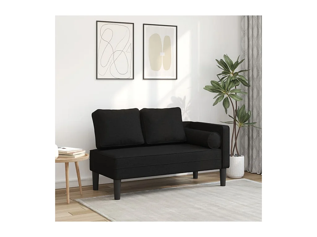 Canapé avec coussins noir tissu FR260787