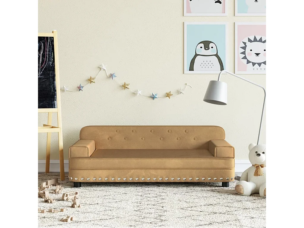 Canapé pour enfants marron 90x53x30 cm velours FR285750
