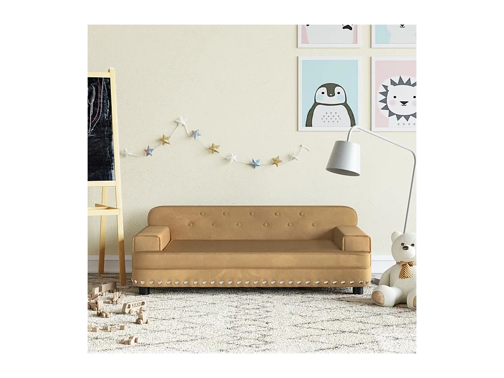 Canapé pour enfants marron 90x53x30 cm velours FR285750