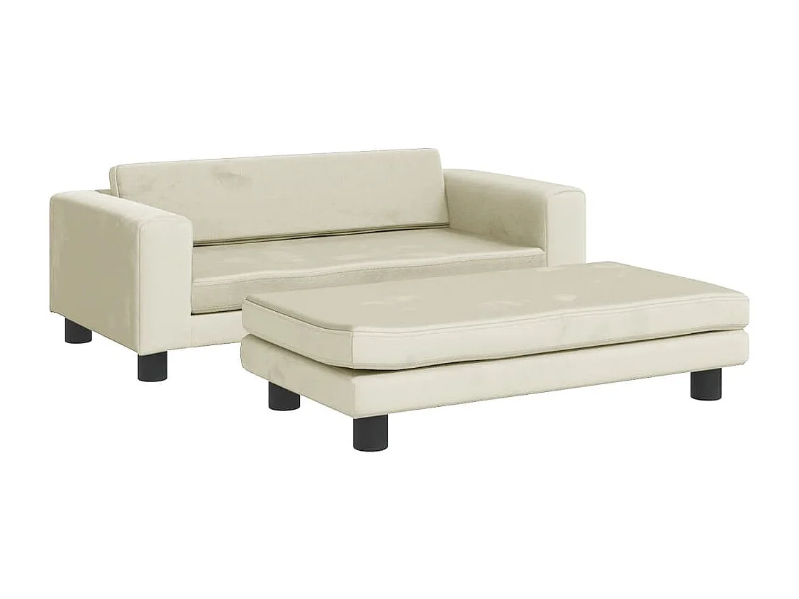 Sofá para niños con reposapiés terciopelo crema 100x50x30 cm ES700104