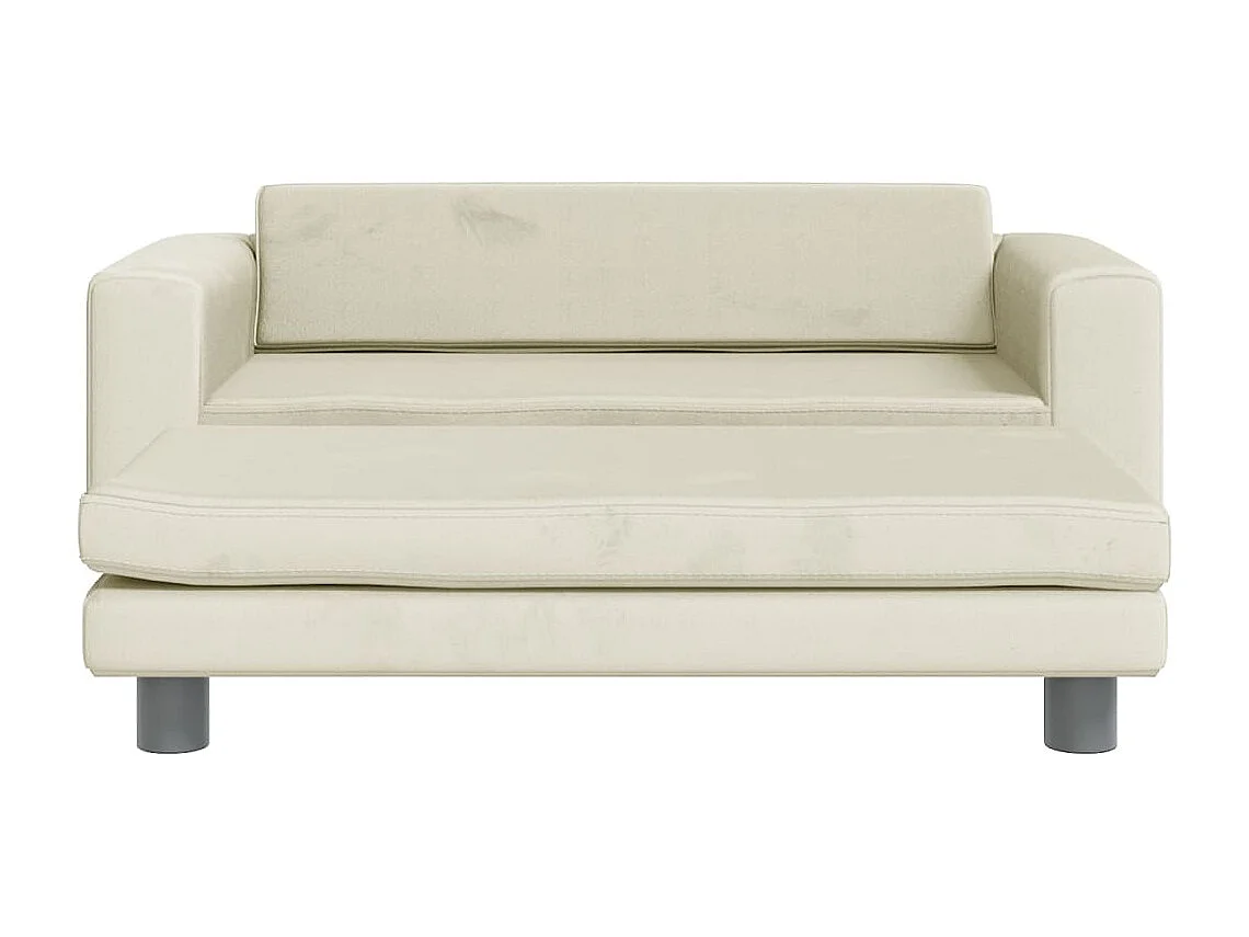 Sofá para niños con reposapiés terciopelo crema 100x50x30 cm ES700104
