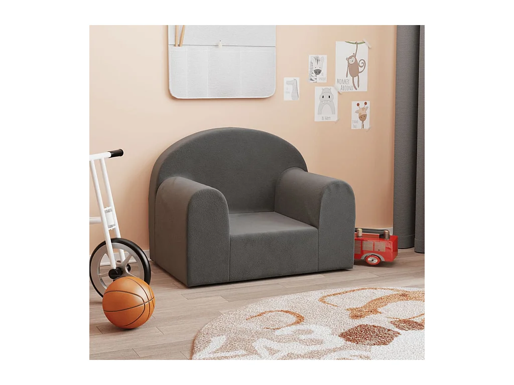 Canapé pour enfants anthracite peluche douce FR689046