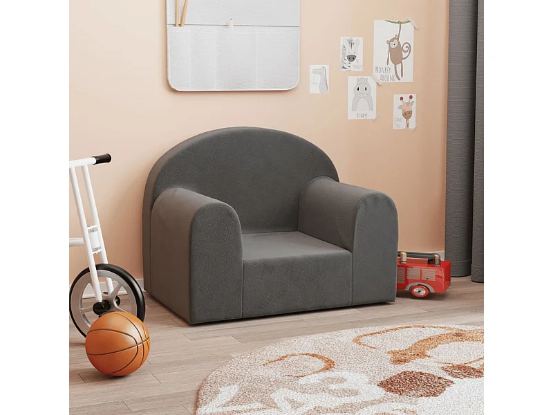 Sofá para niños felpa suave gris antracita ES273206