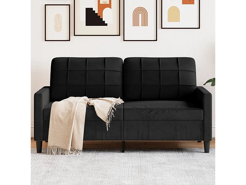 Canapé à 2 places Noir 140 cm Velours FR354980