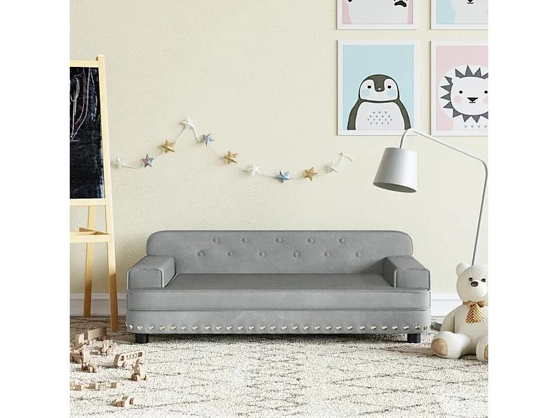 Sofá para niños de terciopelo gris claro 90x53x30 cm ES527381
