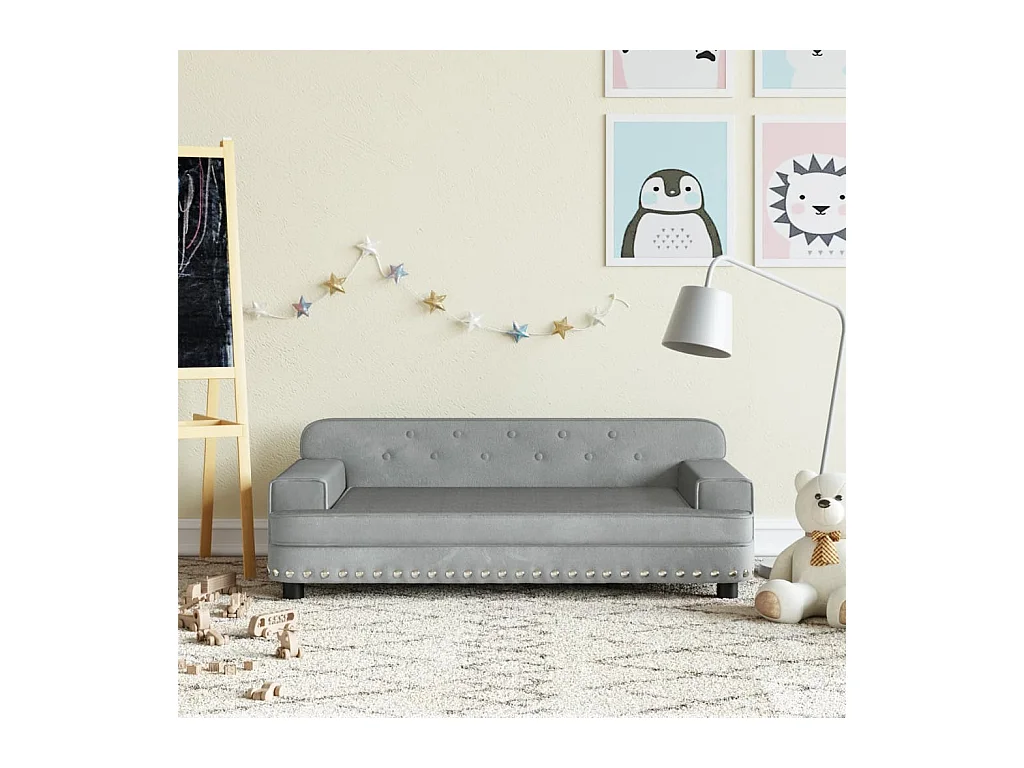 Canapé pour enfants gris clair 90x53x30 cm velours FR503143