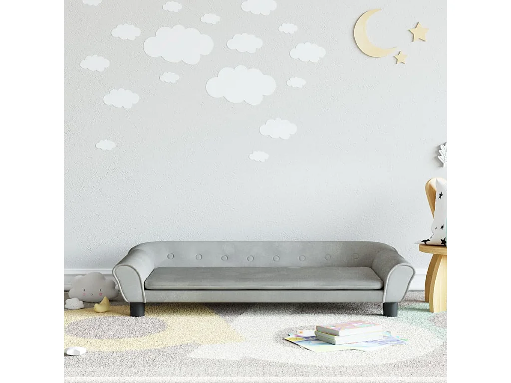 Sofá para niños de terciopelo gris claro 100x50x26 cm ES674206