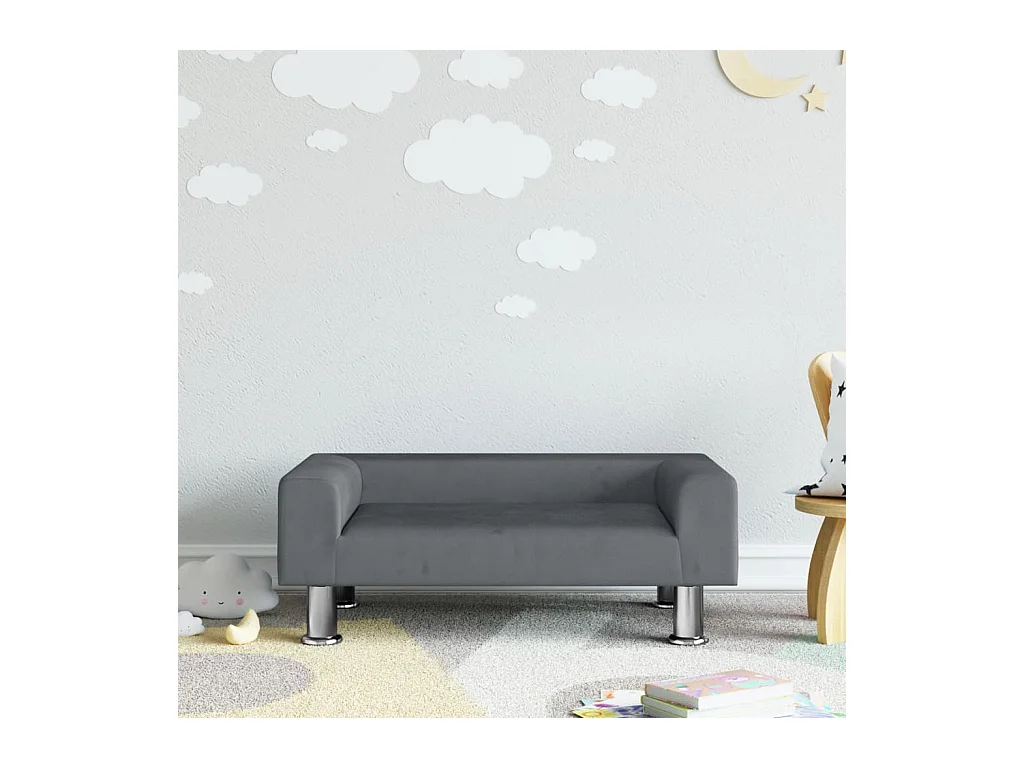 Canapé pour enfants gris foncé 70x45x26,5 cm velours FR615260