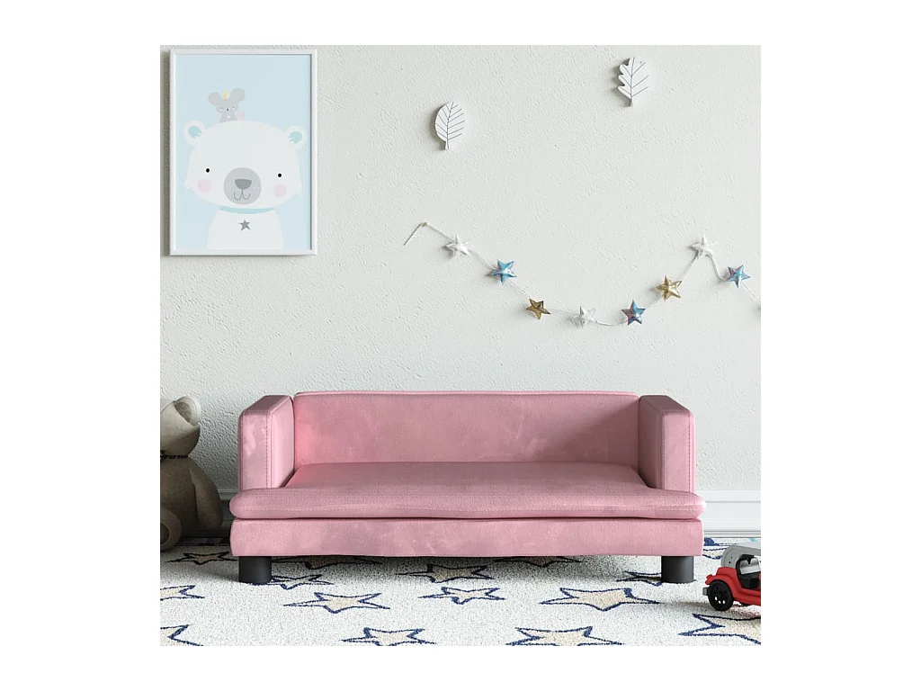 Sofá para niños de terciopelo rosa 80x45x30 cm ES980250