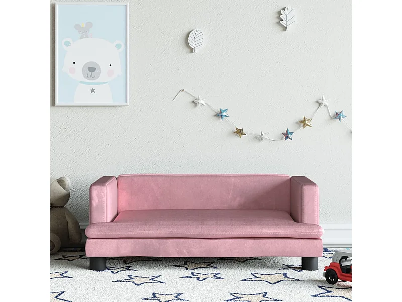Canapé pour enfants rose 80x45x30 cm velours FR783564