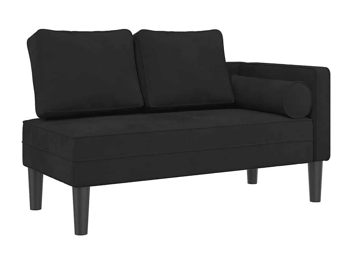 Chaise lounge com almofadões veludo preto PT521789