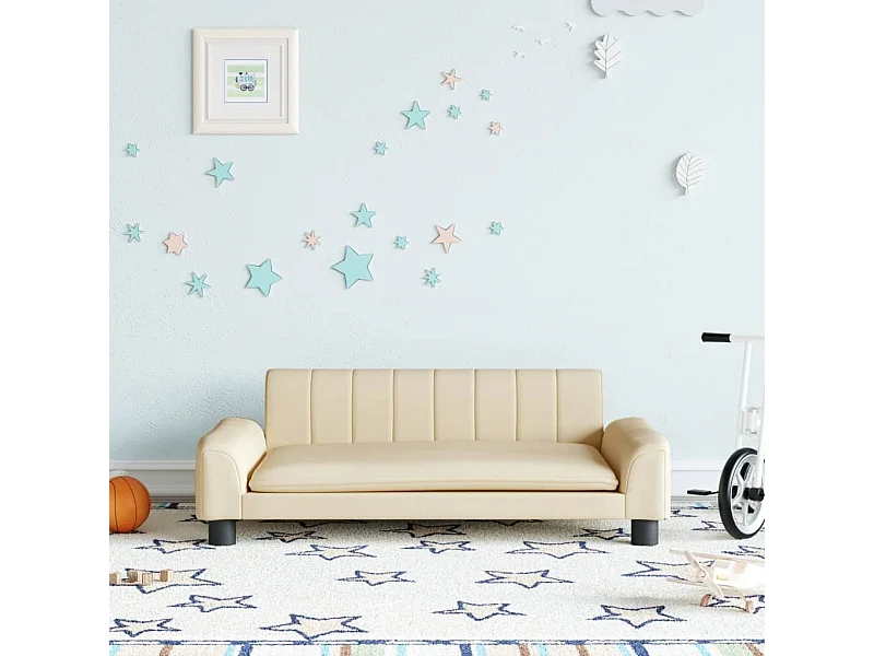 Sofá infantil 90x53x30 cm tecido cor creme PT224389