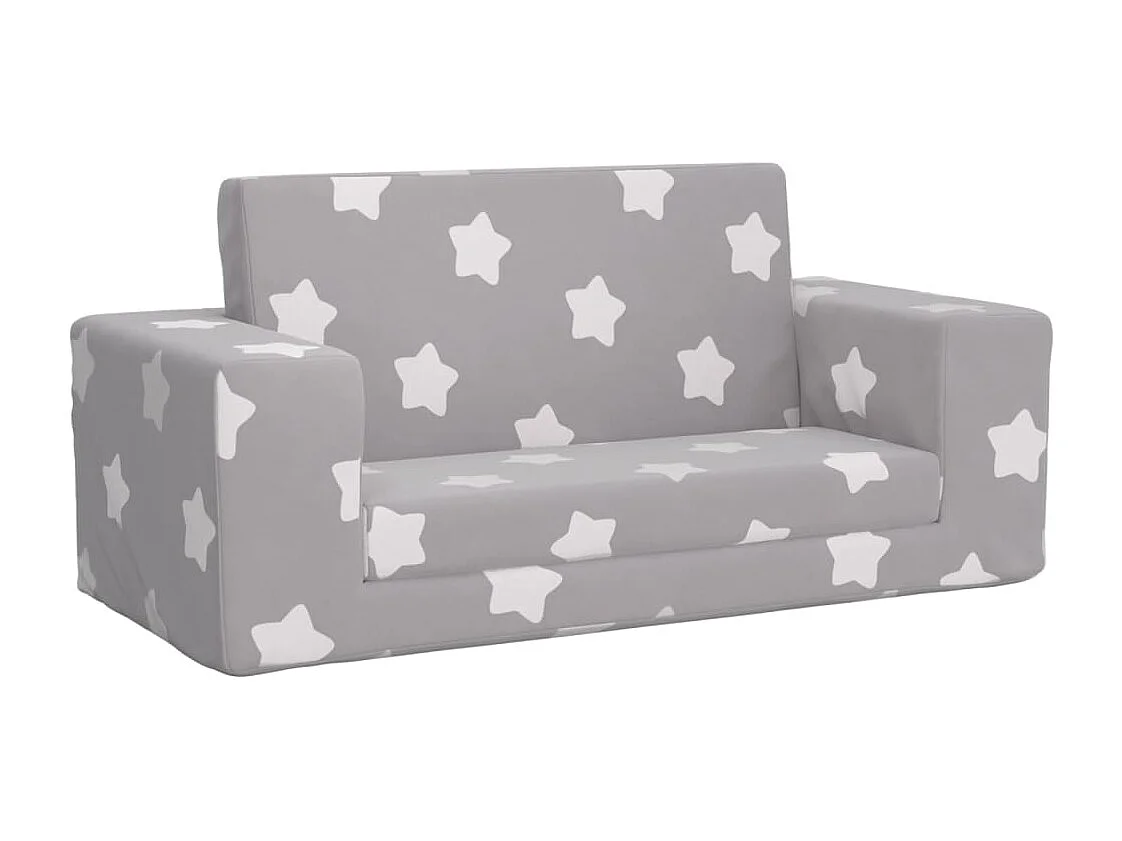 Canapé-lit enfant 2 places gris clair étoiles peluche douce FR836679